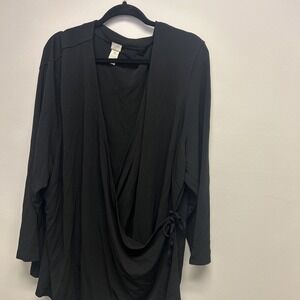 J Jill long sleeve wrap front top 4X Black Wrap Front